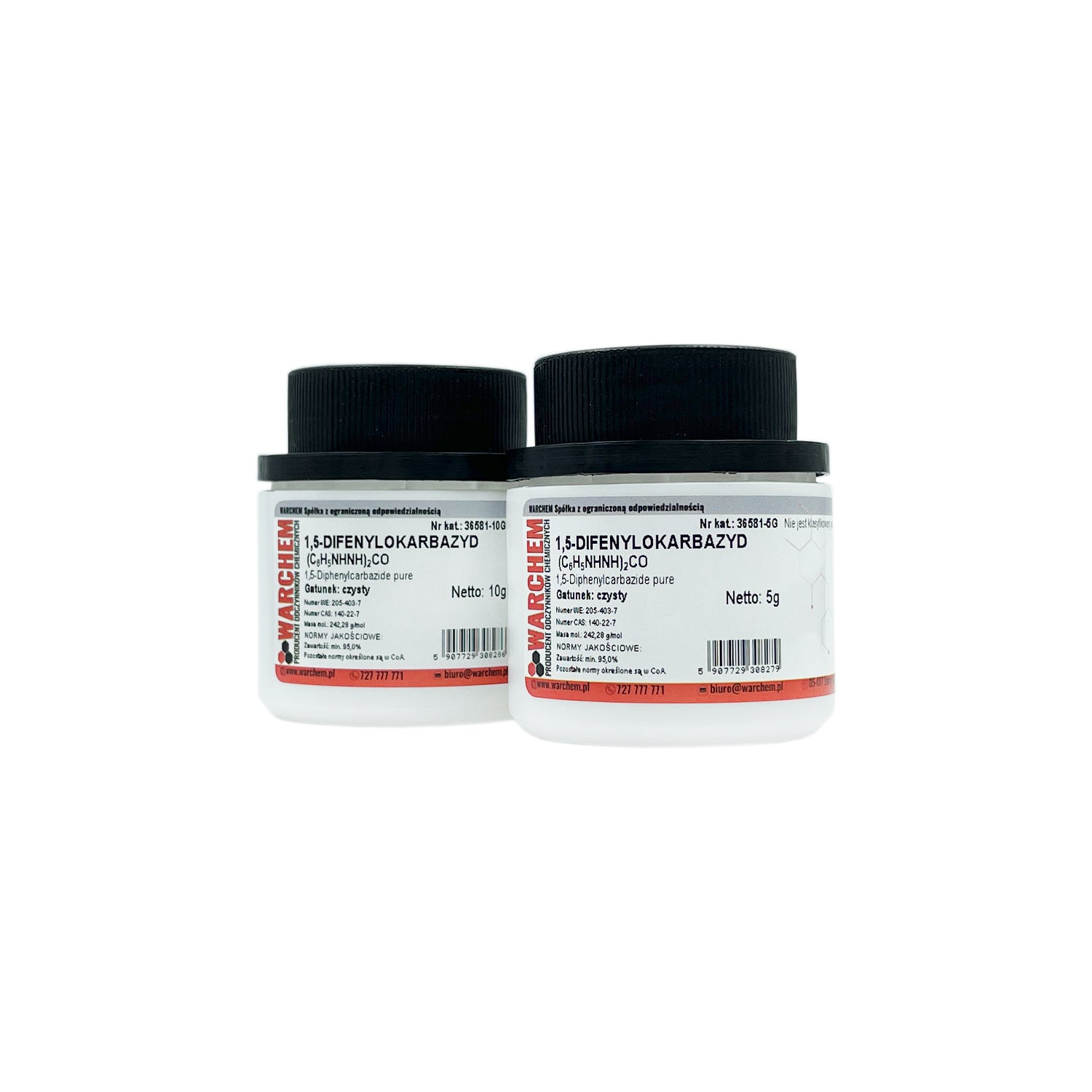 Reines 1,5-Diphenylcarbazid Pulver von WARCHEM, 1g, chemische Substanz auf weißem Hintergrund sichtbar