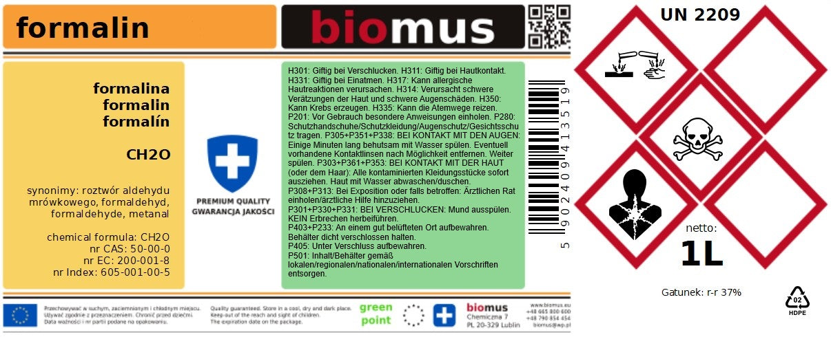 Formalin 5L BIOMUS - Biolaboratorium