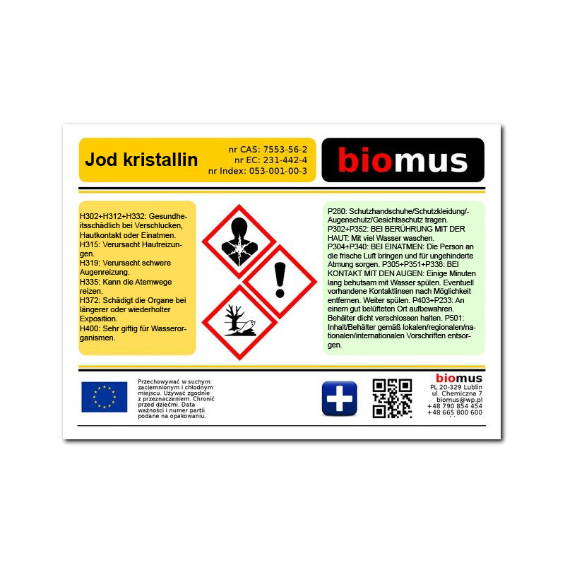 Kristallines Jod 1kg BIOMUS - Biolaboratorium