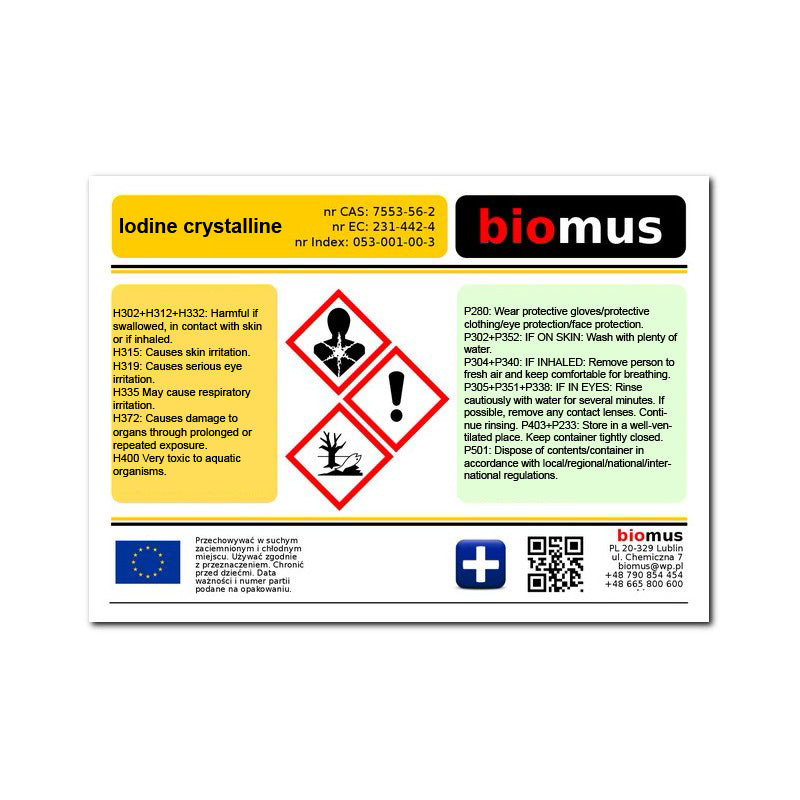 Kristallines Jod 1kg BIOMUS - Biolaboratorium