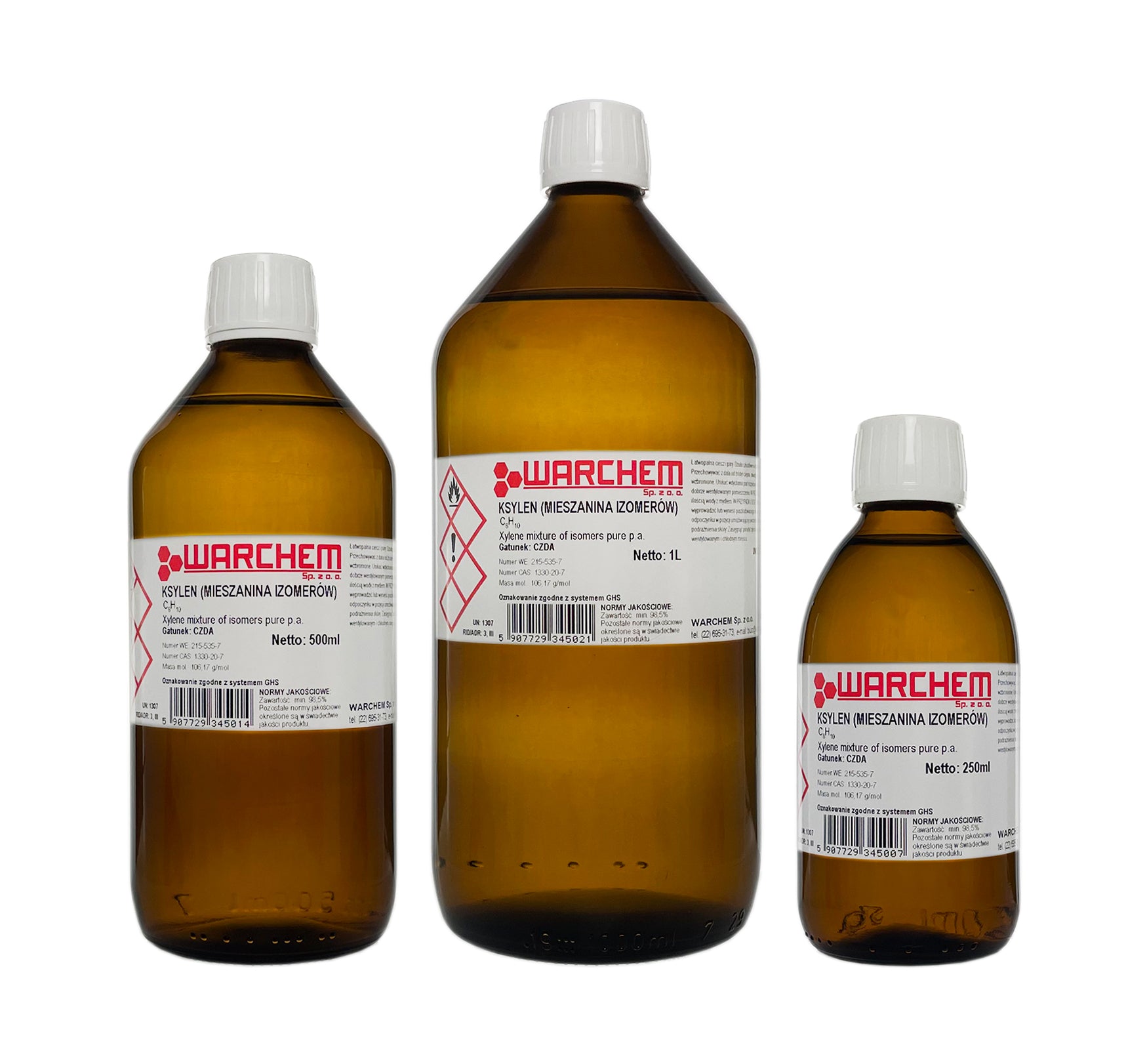 Reines XYLOL Isomerengemisch in 100 ml Flasche von WARCHEM, klare Flüssigkeit in dunklem Glasflasche
