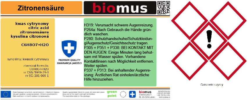 Zitronensäure 25kg BIOMUS - Biolaboratorium